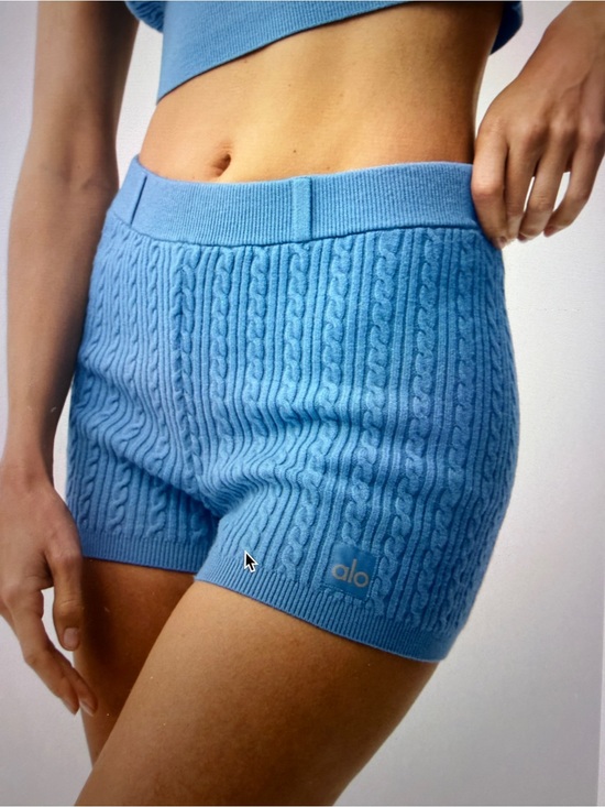ALO Yoga Pants - ALO Yoga Cable Knit High-Rise Light Blue mini Shorts